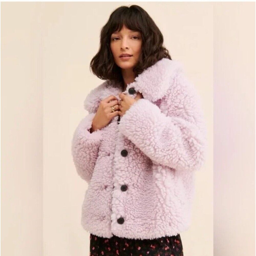 Vero Moda Sherpa Teddy Coat Womens Size Large Brown Tigers Eye Faux Fur